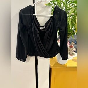 Elegant Black Draped Blouse